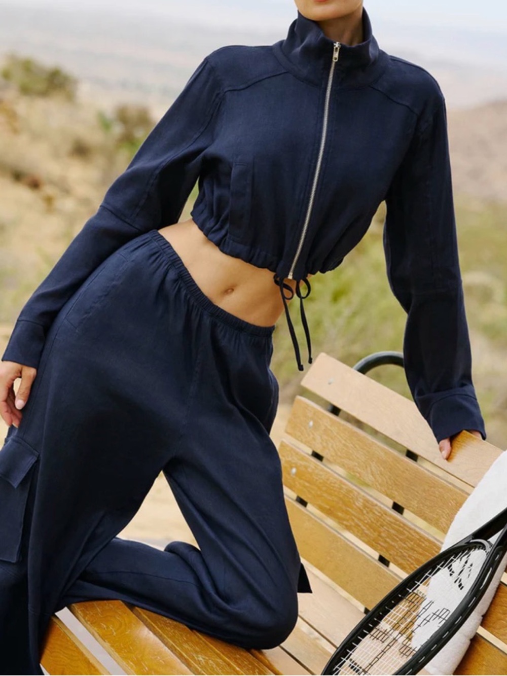 Alo Linen Getaway Cargo Wide Leg Pant
